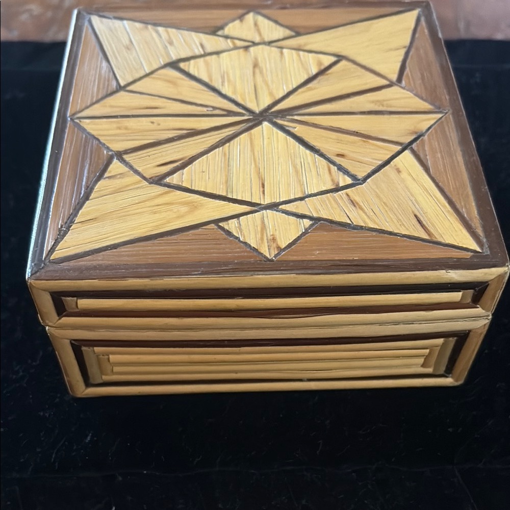 Geometric Wooden Marquetry Box